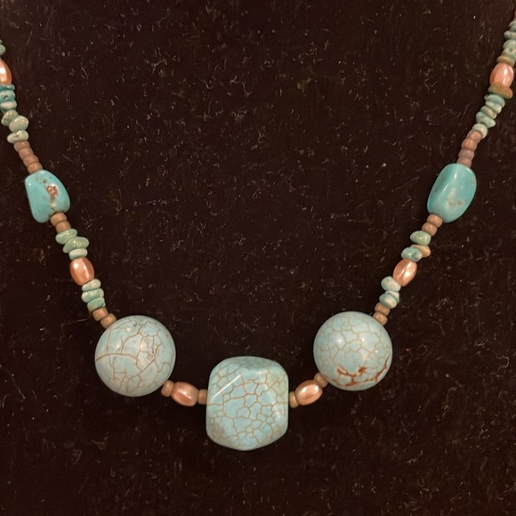 Vintage Southwestern Turquoise Beaded Choker Collar Navajo Statement Necklace - Picture 2 of 3